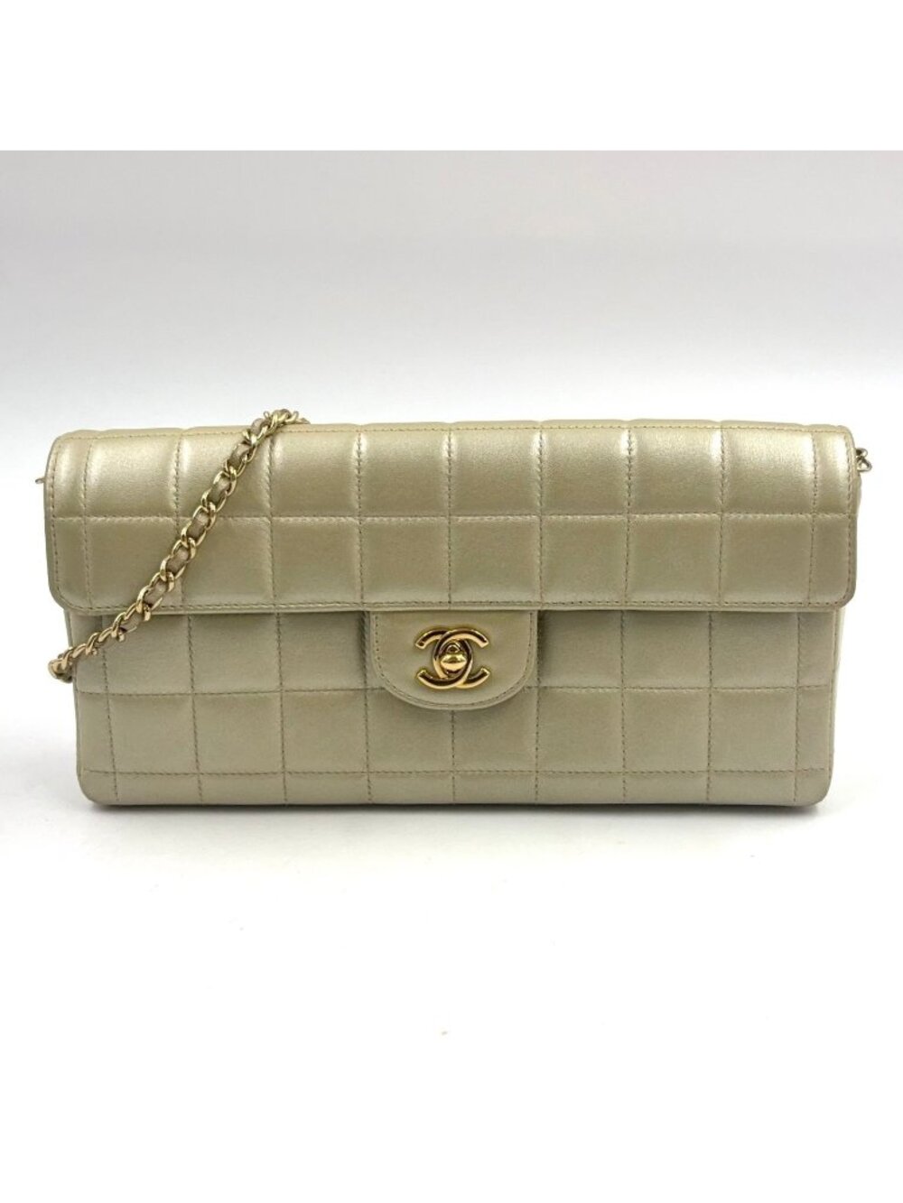 Chanel Chocolate Bar Stand Lambskin Chien Panning Gold Shoulder